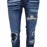 New Mens Peviani Frayed Stretch Distressed Ripped Denim Combat Biker Jeans UK