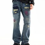 MENS GRUNGE JEANS Distressed Denim Trousers Midwaist Loose Jeans
