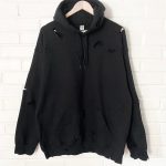 LARGE Distressed Black Unisex Hoodie